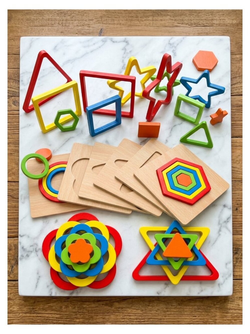 Montessori Wooden Shape Sorting Puzzle Toddler Educational Toy Set